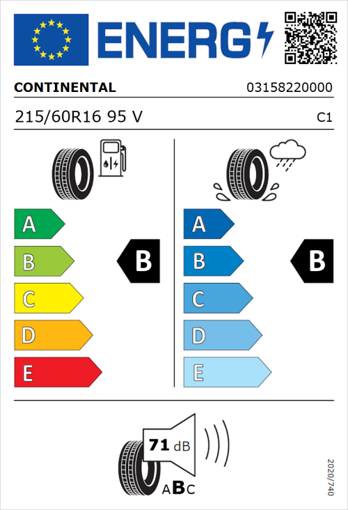 Tyre Label for Continental EcoContact 6 215/60R16 95V